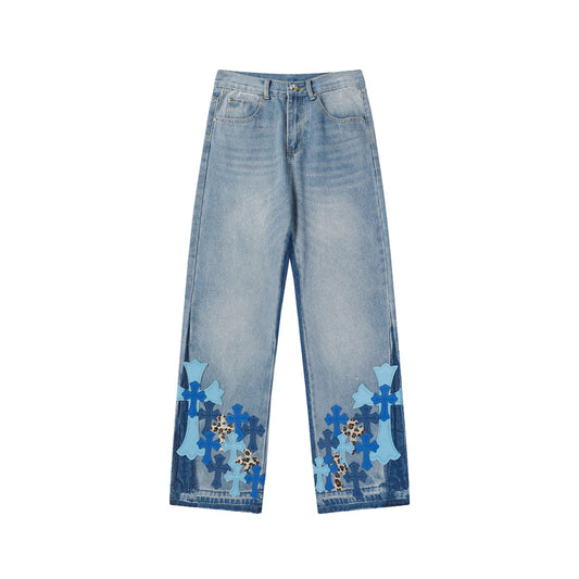Chrome Hearts Distressed Denim Jeans | Stretch Tapered Fit