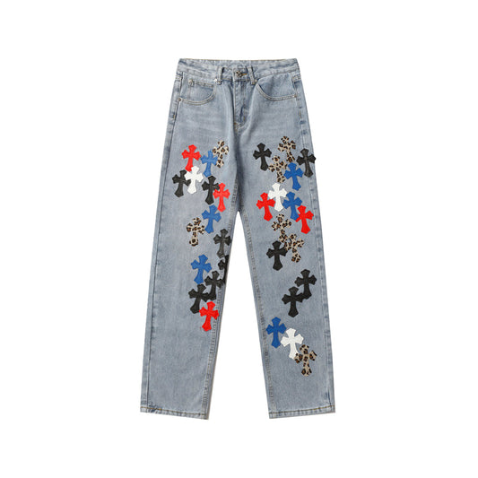 Chrome Hearts Distressed Denim Jeans | Stretch Tapered Fit
