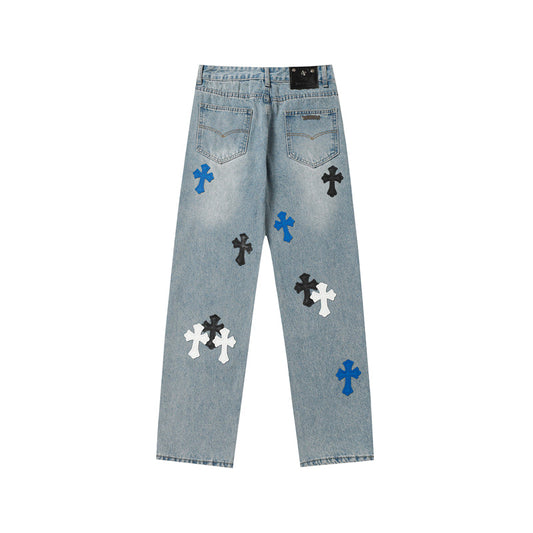 Chrome Hearts Distressed Denim Jeans | Stretch Tapered Fit