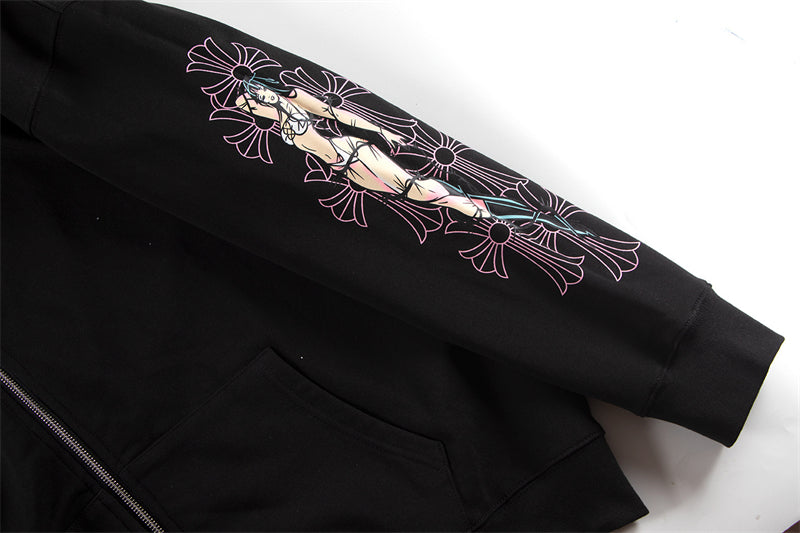Chrome Hearts Graphic Zip-Up Hoodie