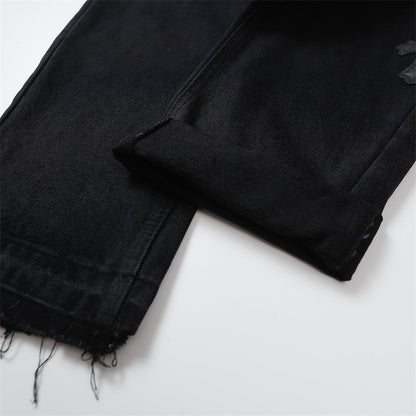 Chrome Hearts Distressed Denim Jeans | Stretch Tapered Fit