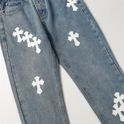 Chrome Hearts Distressed Denim Jeans | Stretch Tapered Fit