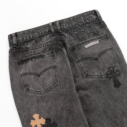 Chrome Hearts Distressed Denim Jeans | Stretch Tapered Fit
