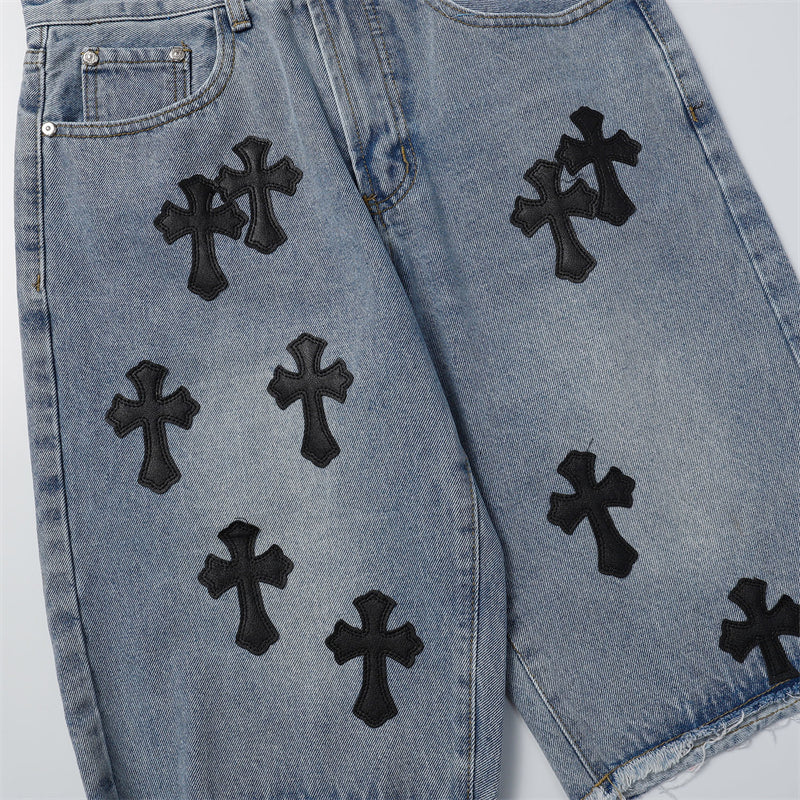 Chrome Hearts Distressed Denim Jeans | Stretch Tapered Fit