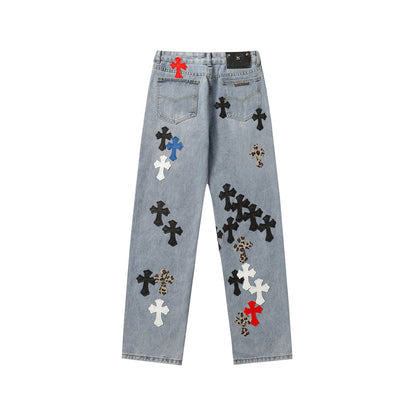 Chrome Hearts Distressed Denim Jeans | Stretch Tapered Fit