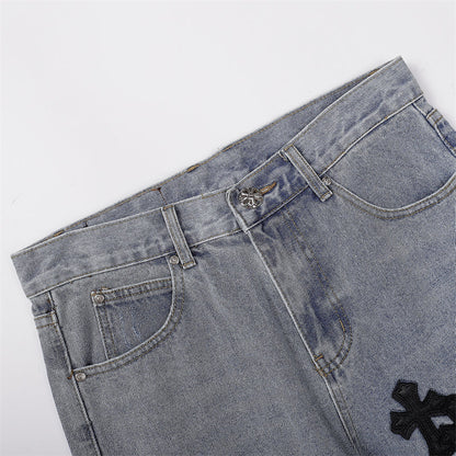 Chrome Hearts Distressed Denim Jeans | Stretch Tapered Fit