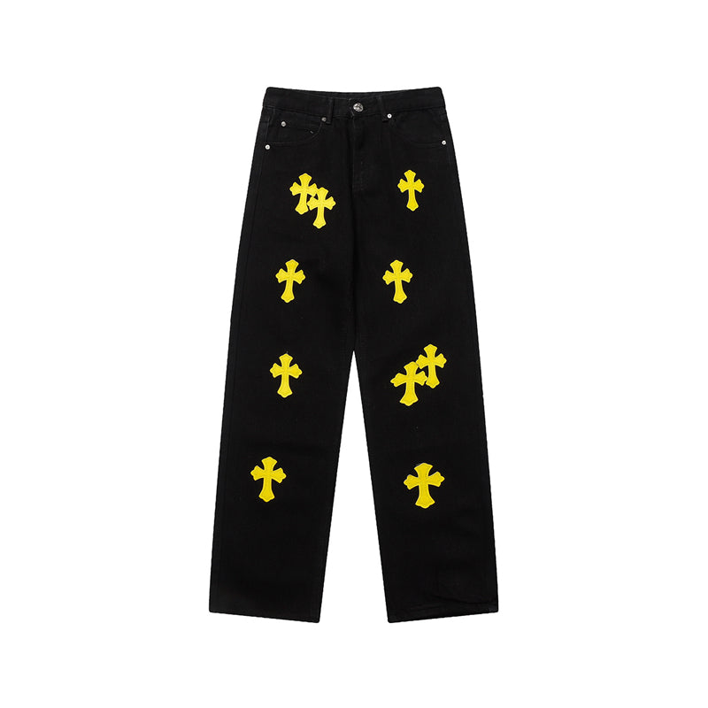 Chrome Hearts Distressed Denim Jeans | Stretch Tapered Fit