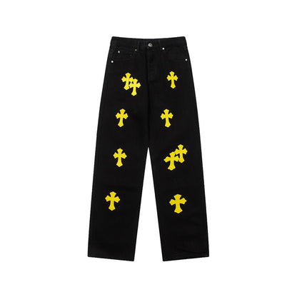 Chrome Hearts Distressed Denim Jeans | Stretch Tapered Fit