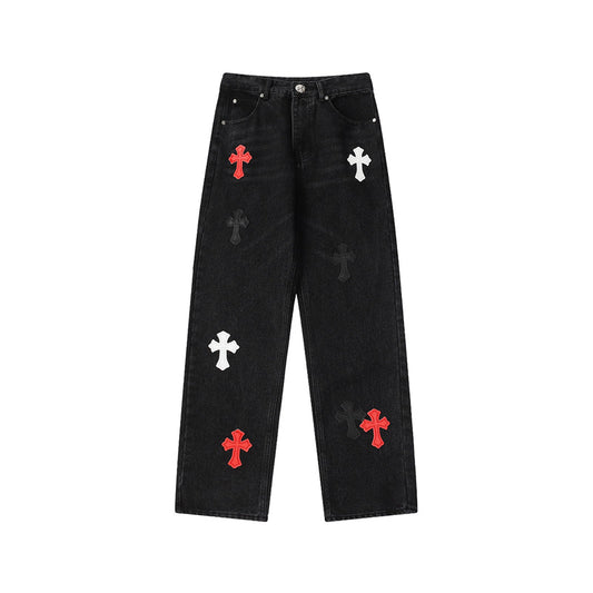 Chrome Hearts Distressed Denim Jeans | Stretch Tapered Fit