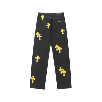 Chrome Hearts Distressed Denim Jeans | Stretch Tapered Fit