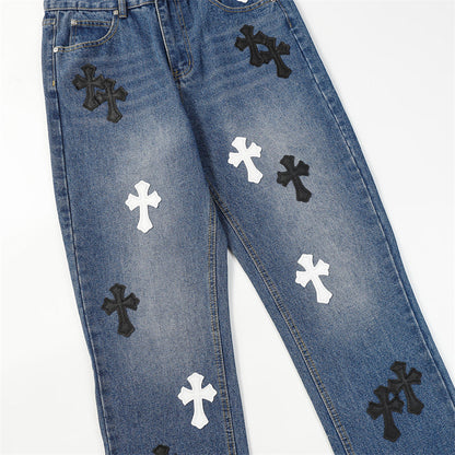 Chrome Hearts Distressed Denim Jeans | Stretch Tapered Fit
