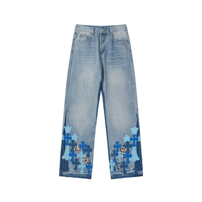 Chrome Hearts Distressed Denim Jeans | Stretch Tapered Fit