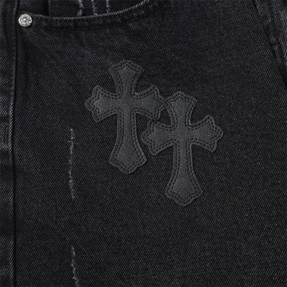 Chrome Hearts Distressed Denim Jeans | Stretch Tapered Fit