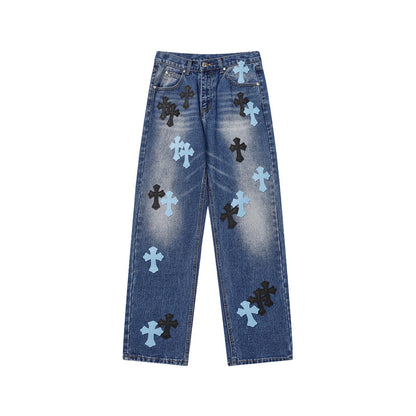 Chrome Hearts Distressed Denim Jeans | Stretch Tapered Fit