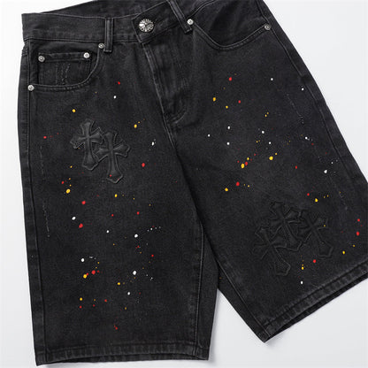 Chrome Hearts Distressed Denim Jeans | Stretch Tapered Fit