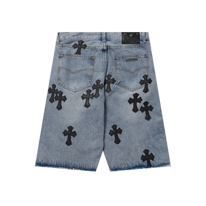 Chrome Hearts Distressed Denim Jeans | Stretch Tapered Fit