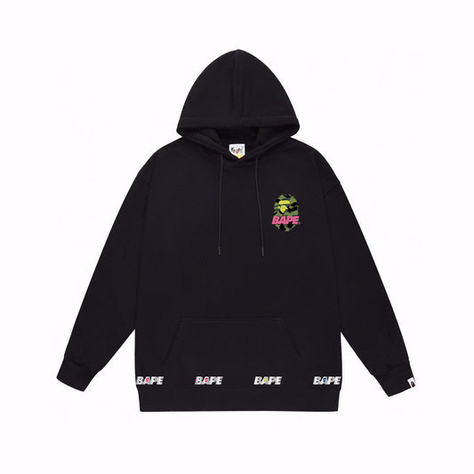 BAPE Green Camo Ape Head Pink Logo Repeat Band Hoodie