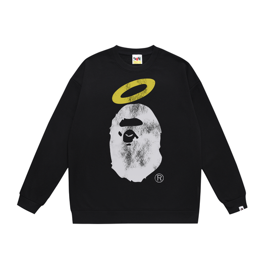 BAPE Angel Halo Distressed Ape Head Crew-Neck Sweatshirt