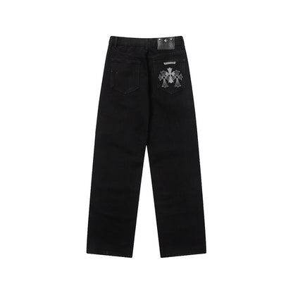 Chrome Hearts Distressed Denim Jeans | Stretch Tapered Fit