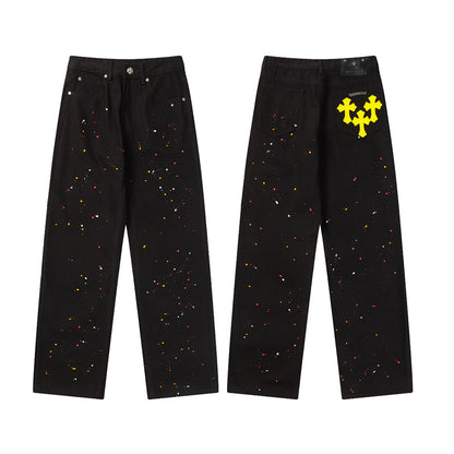 Chrome Hearts Distressed Denim Jeans | Stretch Tapered Fit
