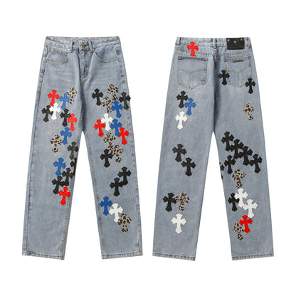 Chrome Hearts Distressed Denim Jeans | Stretch Tapered Fit
