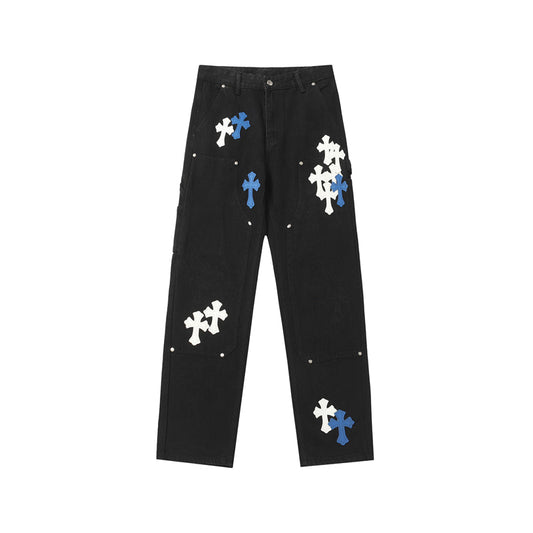 Chrome Hearts Distressed Denim Jeans | Stretch Tapered Fit