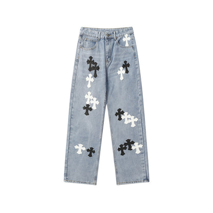 Chrome Hearts Distressed Denim Jeans | Stretch Tapered Fit