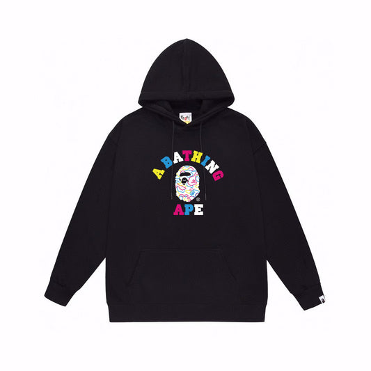 BAPE Multicolor College Logo Neon Line Ape Head Hoodie