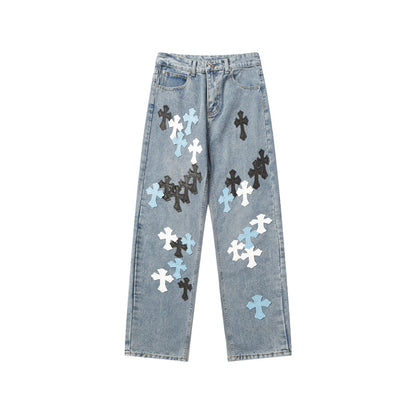 Chrome Hearts Distressed Denim Jeans | Stretch Tapered Fit