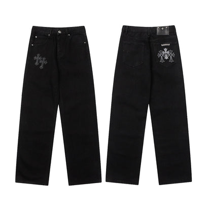 Chrome Hearts Distressed Denim Jeans | Stretch Tapered Fit