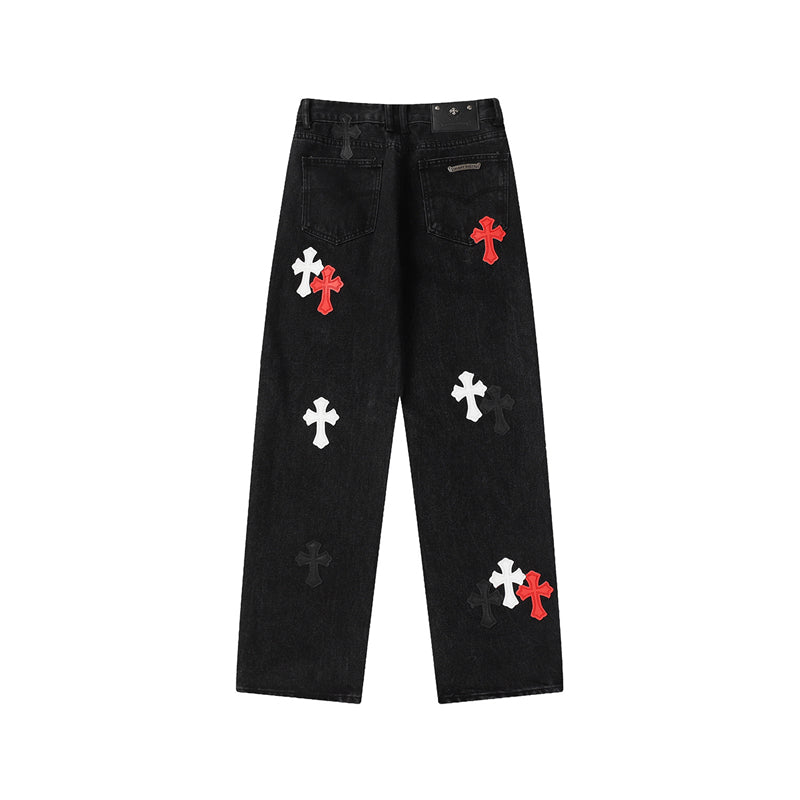 Chrome Hearts Distressed Denim Jeans | Stretch Tapered Fit