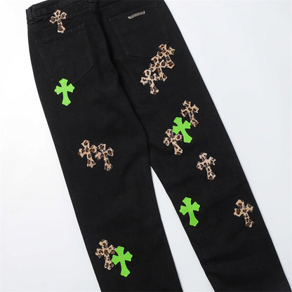 Chrome Hearts Distressed Denim Jeans | Stretch Tapered Fit
