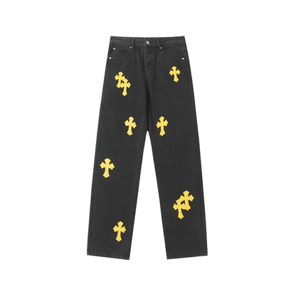 Chrome Hearts Distressed Denim Jeans | Stretch Tapered Fit