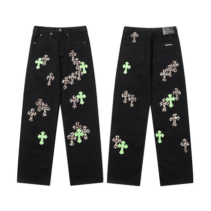 Chrome Hearts Distressed Denim Jeans | Stretch Tapered Fit