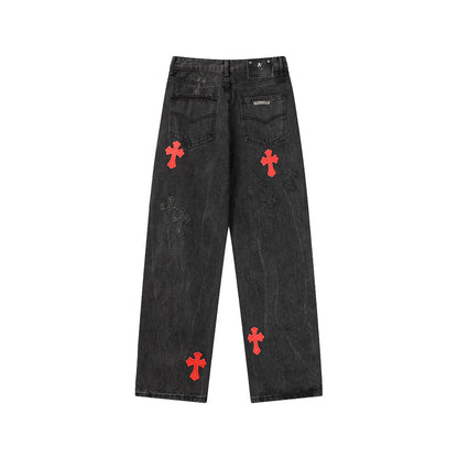 Chrome Hearts Distressed Denim Jeans | Stretch Tapered Fit