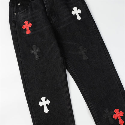 Chrome Hearts Distressed Denim Jeans | Stretch Tapered Fit