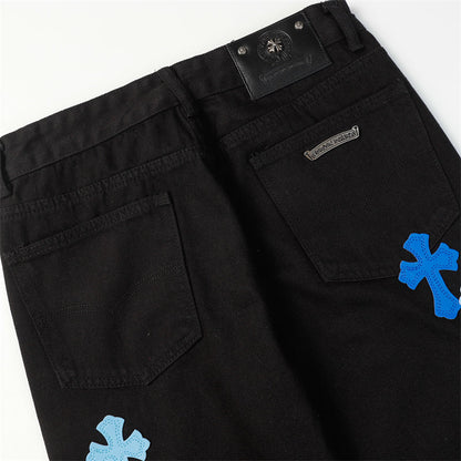 Chrome Hearts Distressed Denim Jeans | Stretch Tapered Fit
