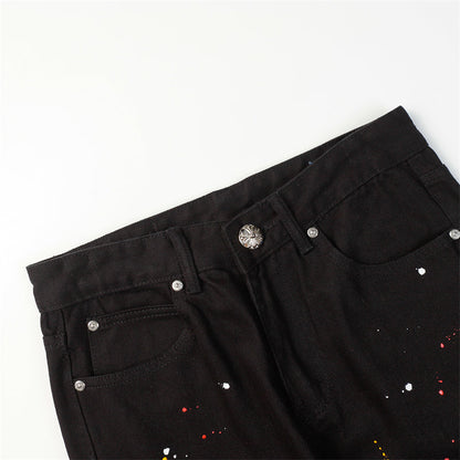Chrome Hearts Distressed Denim Jeans | Stretch Tapered Fit