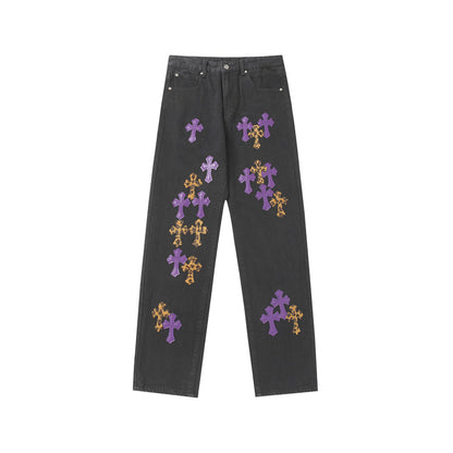 Chrome Hearts Distressed Denim Jeans | Stretch Tapered Fit
