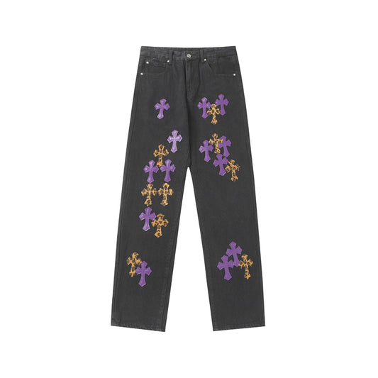 Chrome Hearts Distressed Denim Jeans | Stretch Tapered Fit