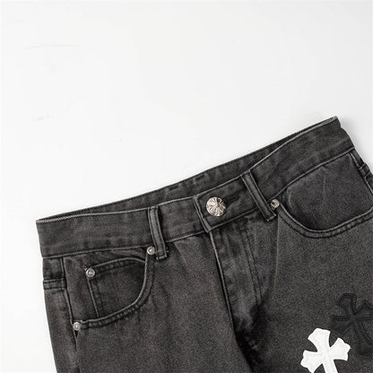 Chrome Hearts Distressed Denim Jeans | Stretch Tapered Fit