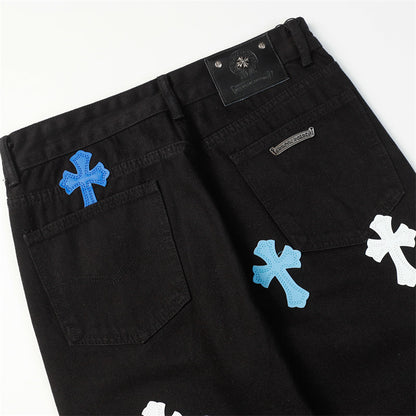 Chrome Hearts Distressed Denim Jeans | Stretch Tapered Fit