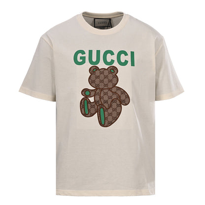Gucci Monogram T-Shirt with Bear Embroidery and Appliqué
