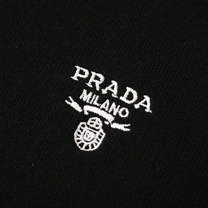 PRADA Embroidered Logo Short-Sleeve Knit Polo Shirt