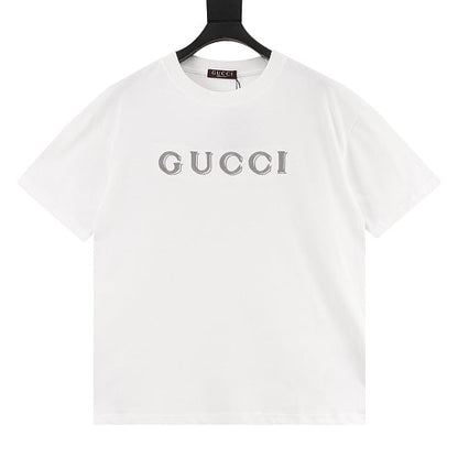 Gucci Double-Image Letter Embroidery Short-Sleeve Top