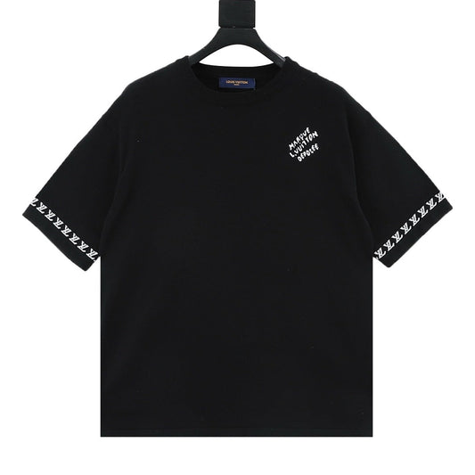 Louis Vuitton Letter Jacquard Knit T-Shirt with Cuff Detail