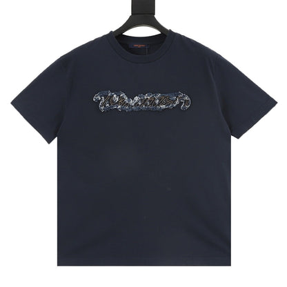 Louis Vuitton Denim Patchwork & Embroidery Short-Sleeve Shirt