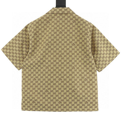 GUCCI Classic GG Monogram Embroidered "Year of the Horse" Badge Cuban Collar Shirt