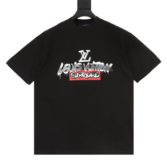 Louis Vuitton x Supreme Collaboration Logo Graffiti T-Shirt