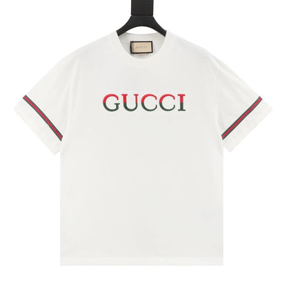 Gucci 3D Embroidered Web Short-Sleeve Top